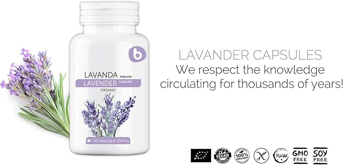 Organic Lavender Capsules - Lavender Pills for Relaxation and Balance - Supports Calm Mind and Body - Natural Supplement - Non-GMO Gluten-Free – 90 Vegan Capsules