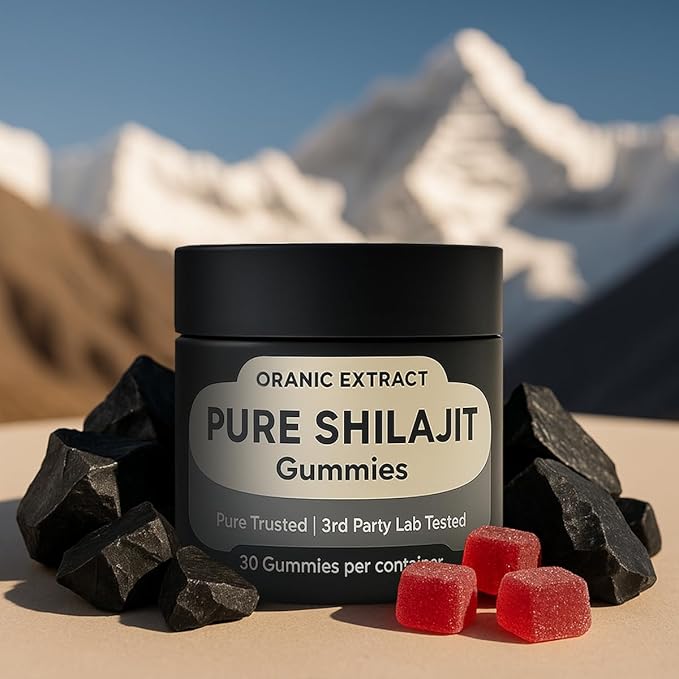 Shilajit Gummies–Himalayan Source 9000mg Energy &amp Immune Support for Men &amp Women Fulvic Acid + 85 Trace Minerals Manuka Honey Flavor Organic Non-GMO 30 Vegan Gummies