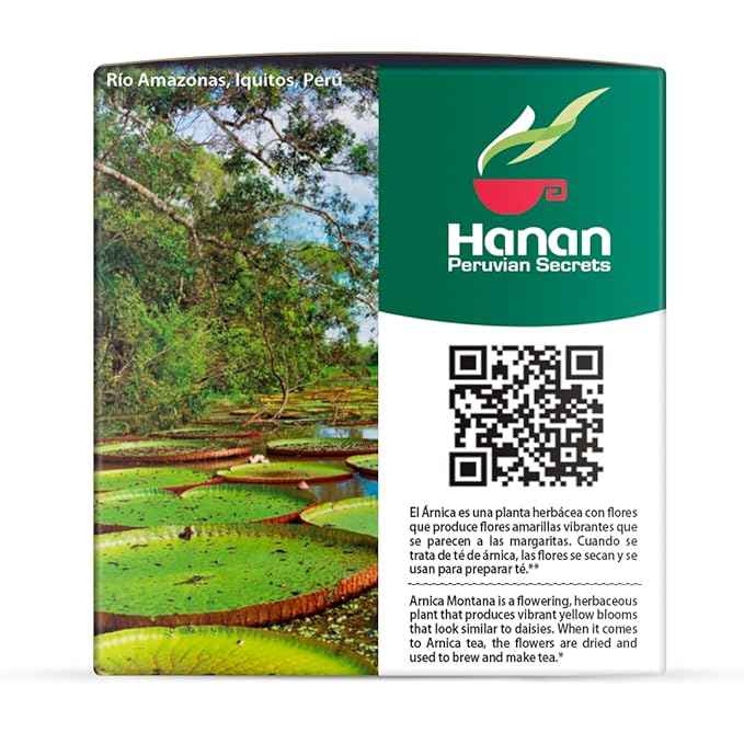Hanan Peruvian Secrets Flor de Arnica (Arnica Flower) | 100% Natural Dried Herbal Tea from Peru known for its healing properties | 25 Tea Bags |