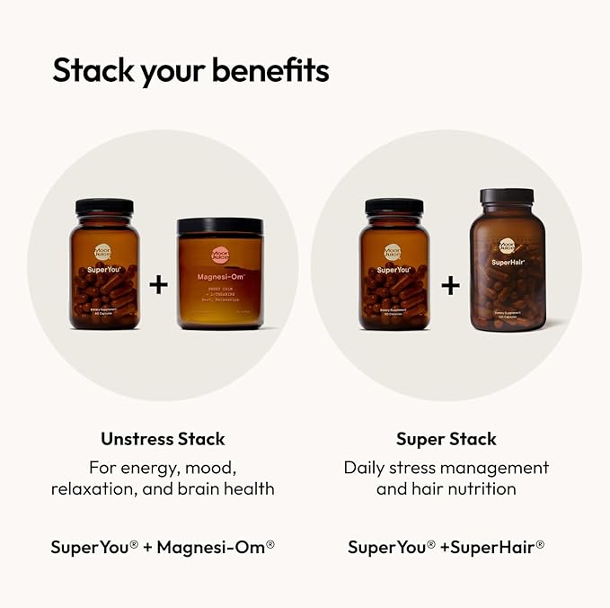 Moon Juice SuperYou Ashwagandha Supplements with Rhodiola Shatavari &amp Amla - Cortisol Reducer for Energy Mood Focus and Stress Support Vegan Non-GMO &amp 100% Traceable 60 Capsules 30 Serv