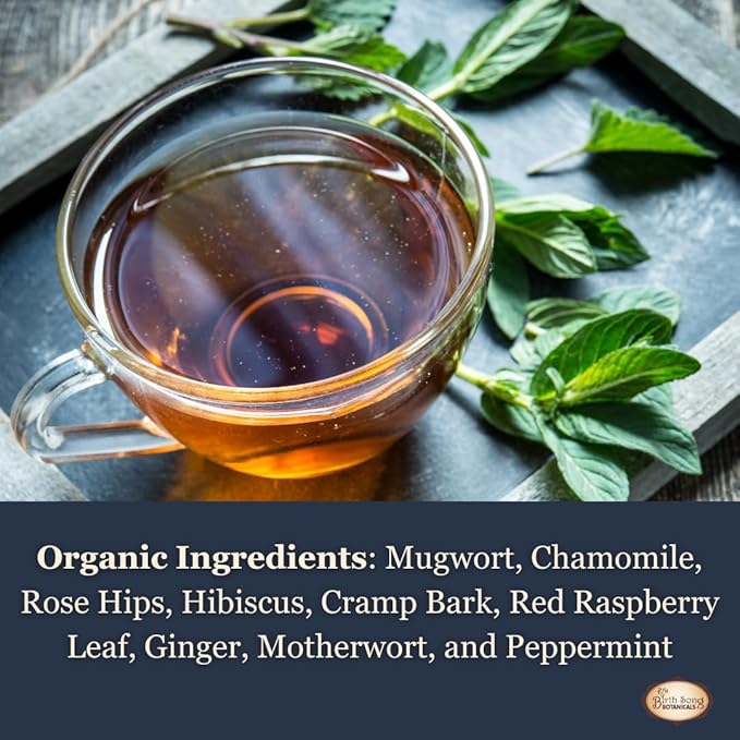 Birth Song Botanicals Organic Moon Cycle Menstrual Tea for Women Herbal Period Cramp &amp PMS Relief Hormone Balance Bloat &amp Cycle Support Raspberry Leaf Mugwort &amp Chamomile 30 Servings