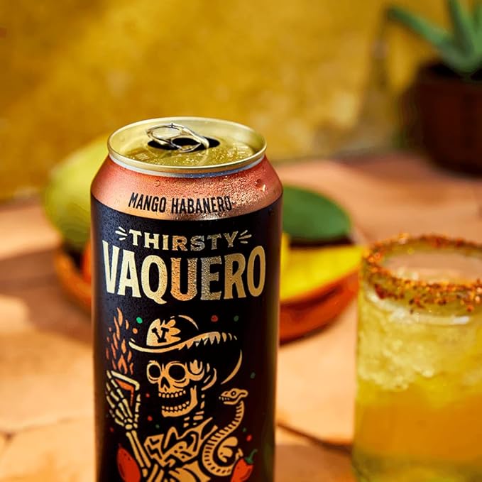 Thirsty Vaquero Variety Pack Mexican-inspired soda Real Fruit Juice &amp Savory Spices Organic Agave Low Calorie | Lime Salt &amp Chile Watermelon Jalapeno Mango Habanero (12-Pack | 16Oz Can