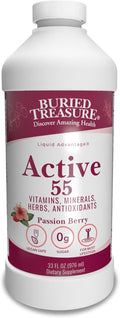 Buried Treasure Active 55 Plus - 32 serv Liquid Multivitamin for Seniors Vegan Sugar-Free Natural Immune Support Vitamins &amp Super-Foods Blend
