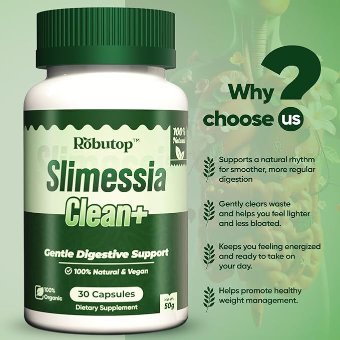 Slimessia Clean+ Gut Cleanse Detox with Moringa Seeds Mulberry Leaves Ginger-Daily Gentle Digestive Support - 30 Capsules - Non-GMO Plant Based - Natural Ingredients
