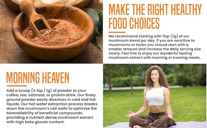 Ellie's Best 7 Mushroom Powder Extract Organic Blend - Reishi Lion's Mane Chaga Turkey Tail Cordyceps Maitake &amp Shiitake - Double Extracted - Pure No Fillers - 8oz / 228 1g Servings……