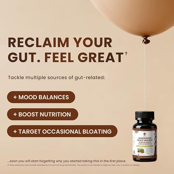 Lukaree Wormwood Black Walnut Cleanse for Human 1200mg – Ultra Gut Cleanse &amp Digestive Health w/Pumpkin Seed OilCloveActivated Charcoal -10X Concentrated Men &amp Women Probiotic Capsules -Veg