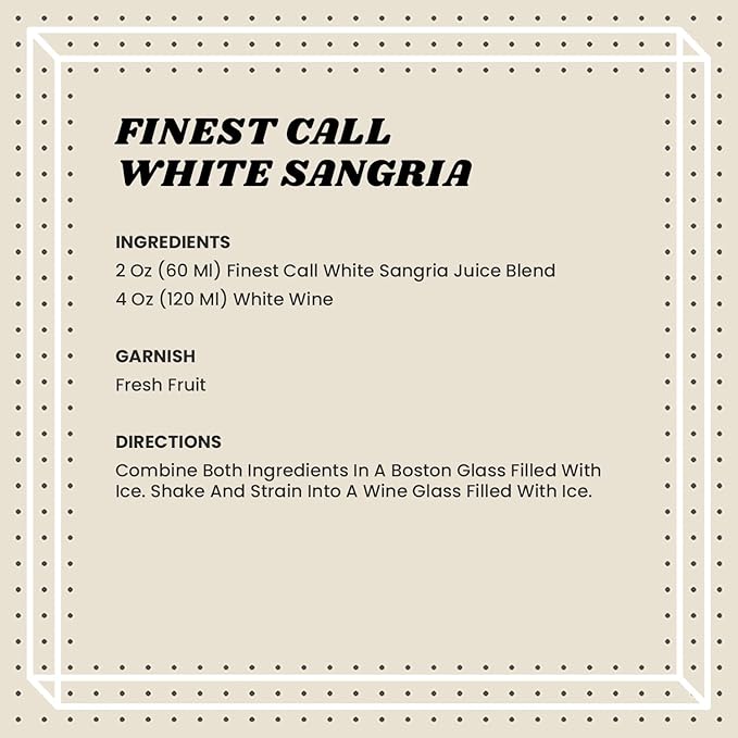 Finest Call Premium White Sangria Drink Mix 1 Liter Bottle (33.8 Fl Oz) Pack of 3