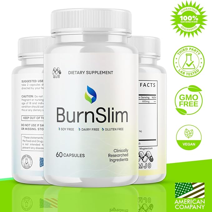 Burn Slim Capsules Official Burnslim Pills with All Natural Ingredients Advanced Burn Slim Health and Wellness Vitamin Supplement Supporting Active Lifestyle for Women and Men (60 Capsules)