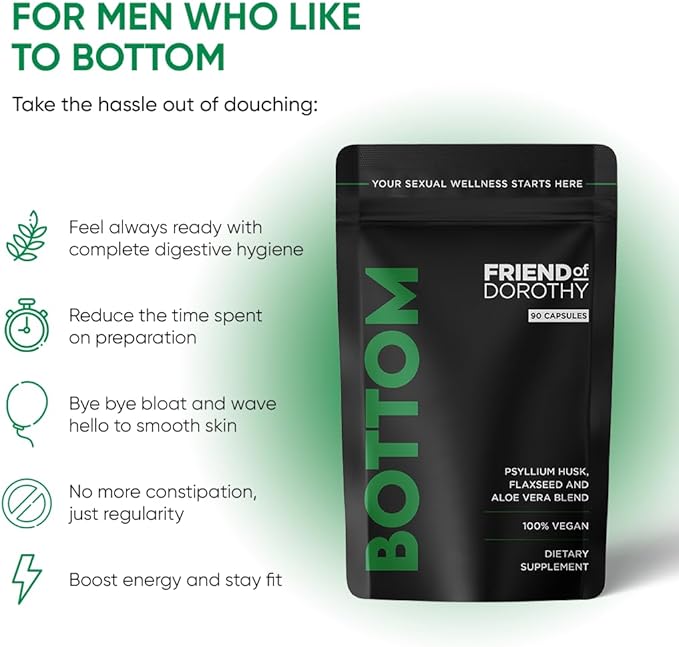 Bottom Fiber Supplement for Effortless Prep Time - Helps Promote Digestive Regularity - Psyllium Husk Based - for Men Who Bottom 90 Capsules
