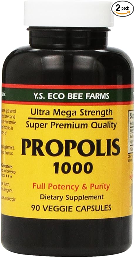 Propolis-Raw Unprocessed 1000mg Y.S. Organic Bee Farms 90 Caps Pack of 2