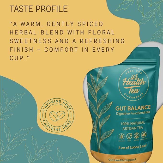 Gut Balance Herbal Tea – Supports Overall Gut Microbiome Health &amp Occasional Bloating Support | After-Meal Digestive Comfort | Caffeine-Free Loose Leaf Botanical Blend (35 Unbleached Tea Bags Incl