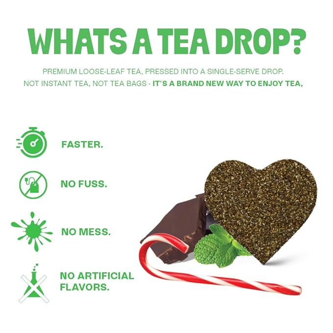 Tea Drops Cocoa Mint Latte Kit | Organic Bagless Tea | Iced or Hot | Caffeine-Free and Microplastic-Free Peppermint Mocha Creamer | Gift Set (2 Pack 6 Servings)