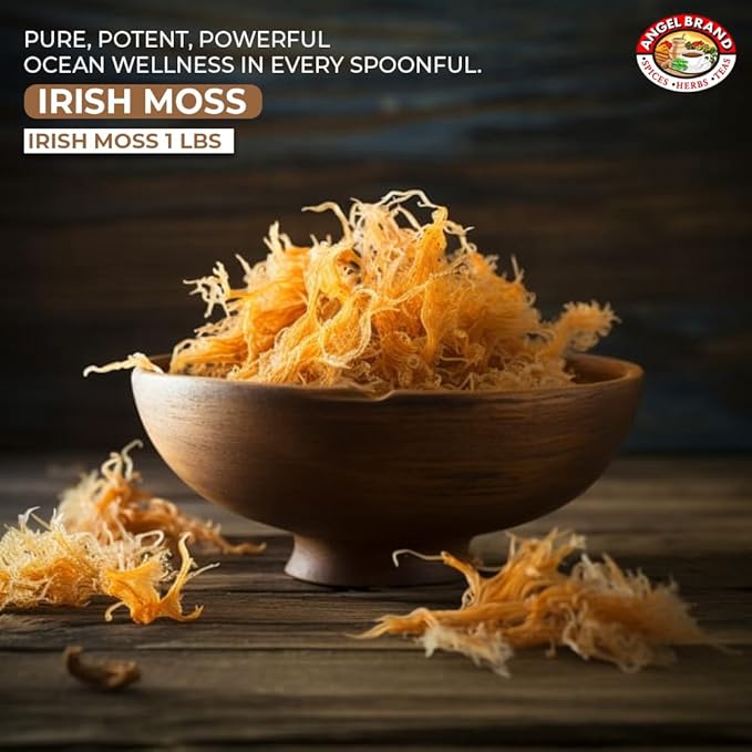 Angel Brand Irish Sea Moss 1 Lbs Pouch - Nutrient Rich Sea Vegetable Harvested from Pristine Ocean Waters - Enhance Journey with Irish Sea Moss Raw - Perfect for Smoothies &amp Soups