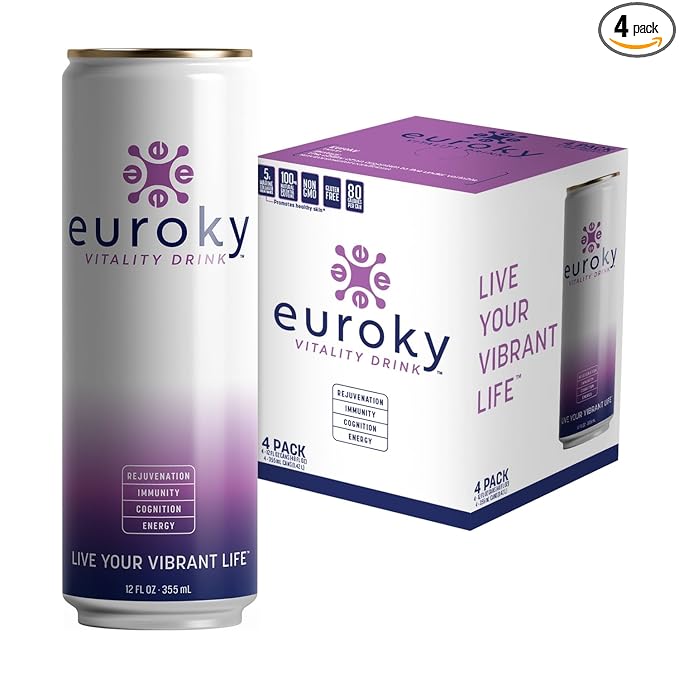 Euroky Vitality Drink Wellness Beverage – Rejuvenation Immunity Cognition and Energy Support 12 fl oz