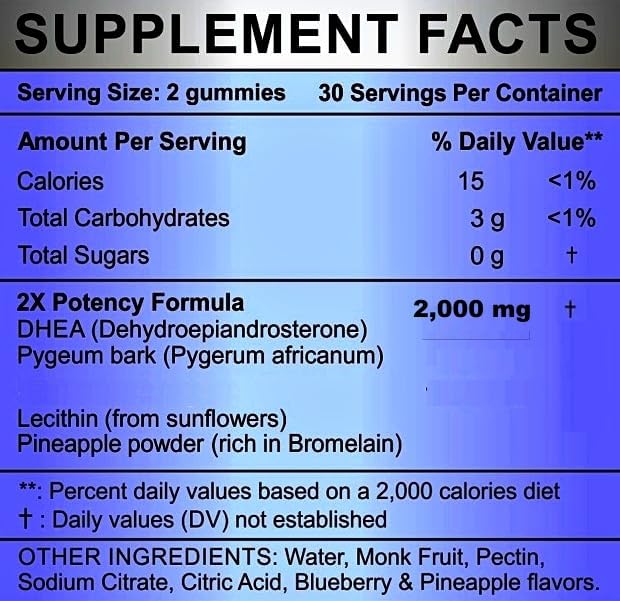 Semen Volume Booster Maximizer 2X Load - Male Fertility - Pineapple &amp Blueberry Sugar Free 60 Gummies