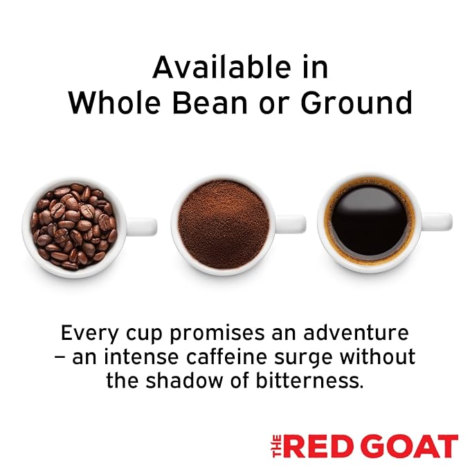 The Red Goat Ground Coffee Beans [16 OZ] | Highest-Caffeine on the Market | 1 Cup = 6 Average Cups of Coffee | 17000 UG/G Caffeine