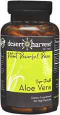 Desert Harvest Super-Strength Aloe Vera Capsules Freeze Dried Aloe Vera Supplement 600 mg 180 Capsules