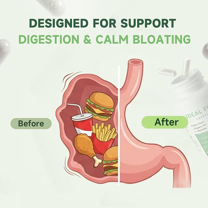 Fiber Supplement Capsules for Digestive Health &amp RegularityEffortless Bowel Movements-Psyllium Husk Powder &amp Slippery Elm-Natural Prebiotic FiberNon-GMO-Daily Fiber for Adults Women &amp M