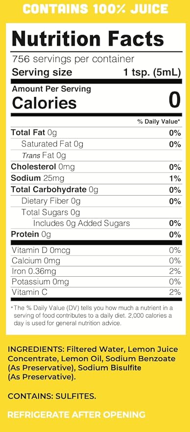 Lucy’s Family Owned - 100% Lemon Juice Gallon 128fl oz.