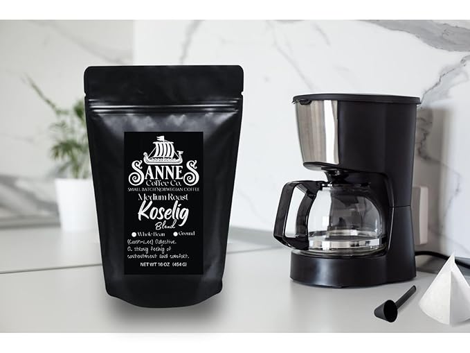 Sannes Coffee Co. Norwegian coffee-Koselig Blend Medium Roast Ground-Smooth never bitter- 3 pack of 16 oz bags.