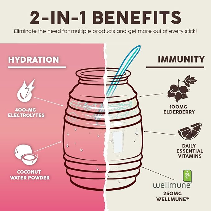 Salud x Jarritos 2-in-1 Hydration Packets + Immunity Electrolytes Powder Guava - Agua Fresca Drink Mix Elderberry Dairy &amp Soy Free Non-GMO Gluten Free Vegan 1g Sugar (15 Servings)