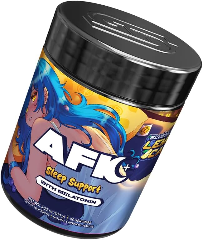 Gamer Supps AFK+® (with Melatonin): Blueberry Lemon Cake - 40 Servings - Keto Friendly Magnesium-Focused Sleep Support Supplement Apigenin Sugar Free