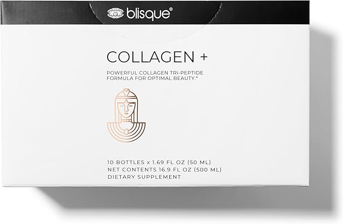 Blisque - Liquid Collagen Tri-Peptide Complex | with Biotin and Hyaluronic Acid | for Hair Skin and Nails | 30 Bottles | 30-Day Supply
