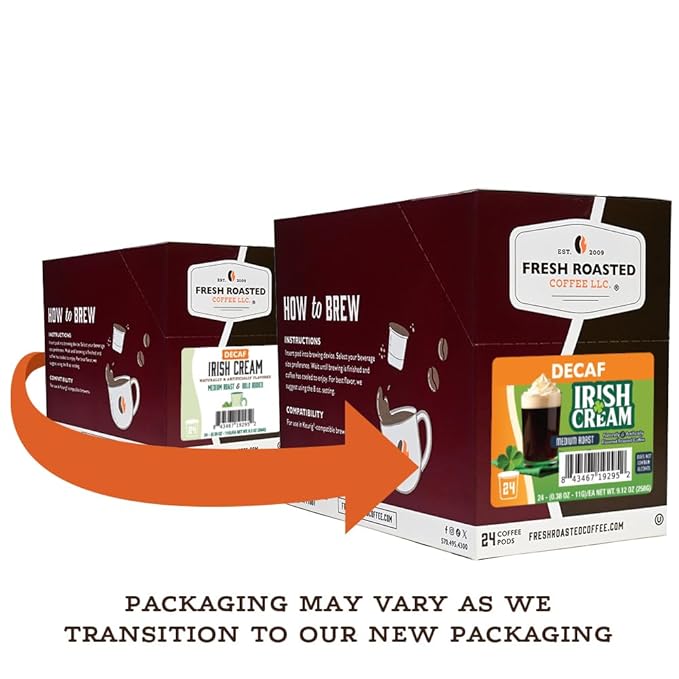 Fresh Roasted Coffee Decaf Irish Cream Flavored Coffee Pods K-Cup Compatible 96 Count