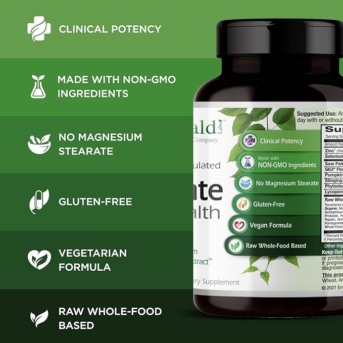 EMERALD LABS Prostate Health - Prostate Support Supplement with Saw Palmetto Lycopene Stinging Nettle &amp More* - Vegan &amp Gluten-Free - 90 Vegetable Capsules (30-Day Supply)