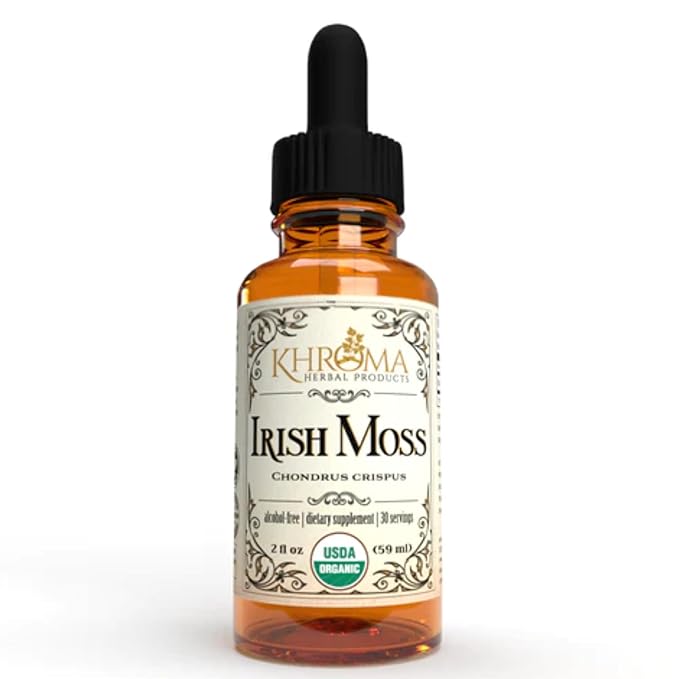 Organic Irish Moss - 2 oz in Glass Bottle - Khroma Herbal Products - Organic Sea Moss
