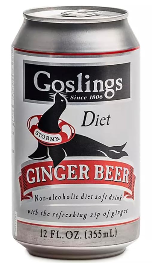 Goslings Diet Ginger Beer Cans of 12 fl oz Each | Ginger Beer Sugar Free For Moscow Mule And Mixers For Alcoholic Drinks (18)
