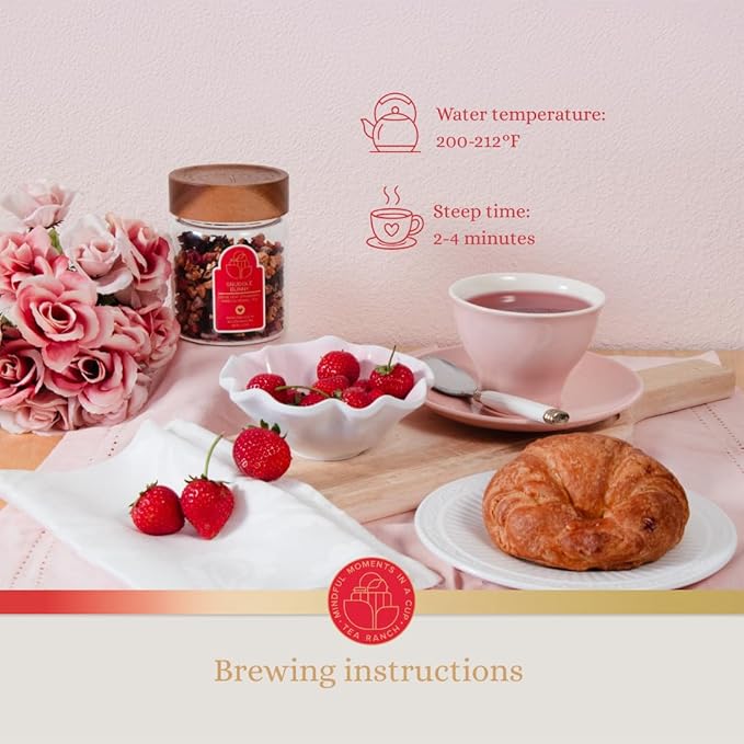 Tea Ranch – Snuggle Bunny Strawberry Loose Leaf Fruity Berry Herbal Tea Premium Blend Naturally Caffeine‑Free Herbal Enjoy Hot or Iced &amp Brews Up to 35 Cups 2.8 oz Reusable Glass Tea Jar with