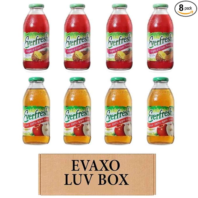 SELPONT verfresh Juice 16 oz. pack of 8  Everfresh Tropical Fruit Punch  Everfresh 100% Apple Juice. by evaxo