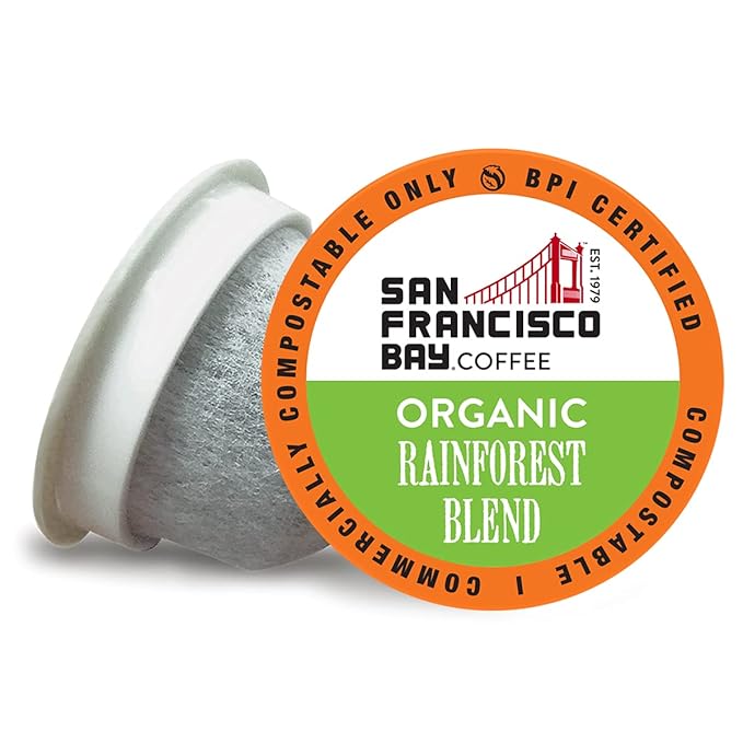 San Francisco Bay Compostable Coffee Pods - Organic Rainforest Blend (80 Ct) K Cup Compatible including Keurig 2.0 Medium Dark Roast