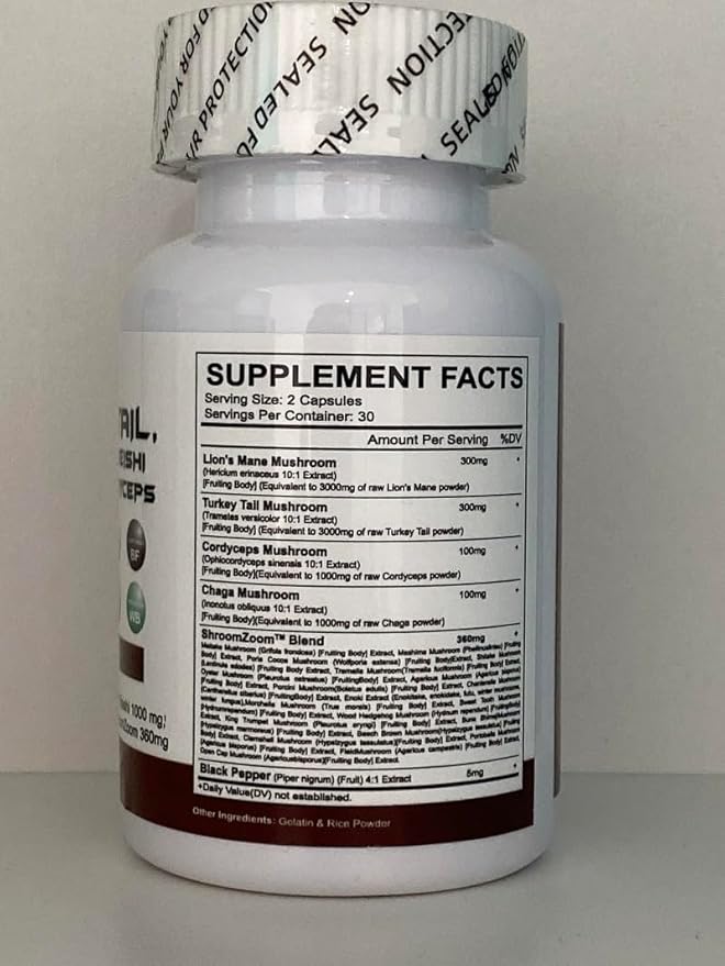 ShilajitSea Moss Black Seed OilMushroom &amp Herb Supplement with Lions Mane Turkey Tail Reishi Cordyceps Chaga Ashwagandha Ginger Rhodiola Rosea &amp Panax GinsengAll in One Supplement.