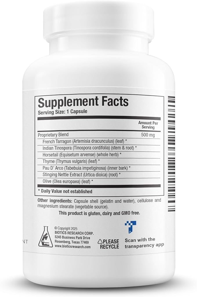Biotics Research FC Cidal™ Herbal Blend Complete GI Gut Health for Women &amp Men- 500 mg/Serving - 7 Herbs Proprietary Blend Supplement Supports Healthy GI Function and Microbial Balance 120 Capsule