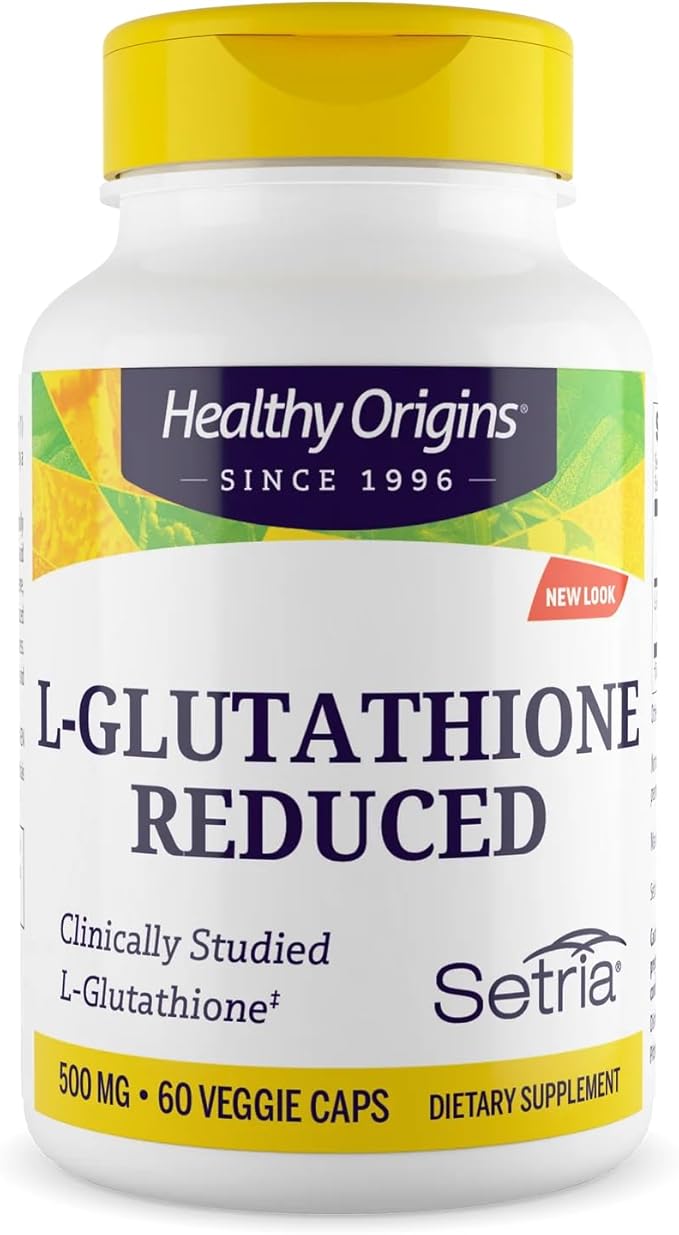 Healthy Origins L-Glutathione 500 mg (Setria Non-GMO Gluten Free Antioxidant Immune Support Skin Support) 60 Veggie Caps