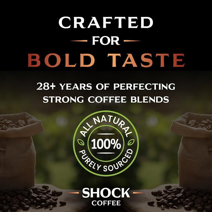 Shock Coffee Whole Bean The Strongest Caffeinated All-Natural Coffee Up to 50% more Caffeine. 3 LB