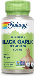 SOLARAY Black Garlic 500 mg - Fermented for Easier Digestion and Mellow Aftertaste - Antioxidant Garlic Supplements - Non-GMO Vegan Lab Verified - 60-Day Guarantee - 50 Servings 50 VegCaps