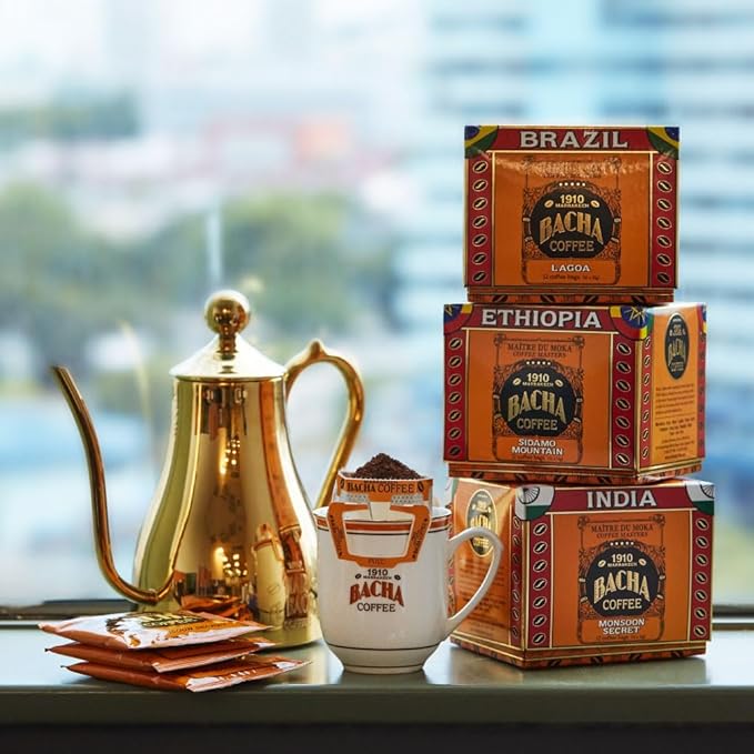 Bacha Coffee | Blue Danube Fine Flavoured Medium Roast 100% Arabica Specialty Coffee 12 Coffee Drip Bags Gift Box