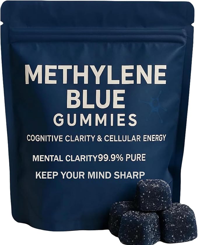 TrueHealthic Methylene Blue Gummies - Methylene Blue Gummies for Men Sustained Energy | Reduced Brain Fog | Mental Clarity | 99.9% Pure 30 Per Bag