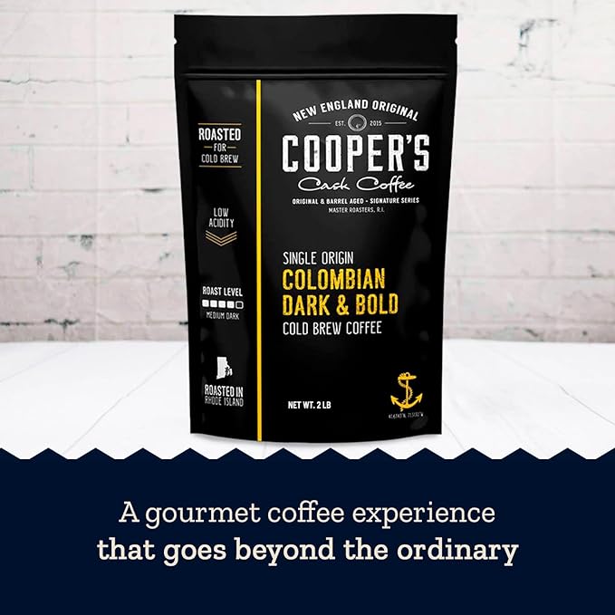 Colombian Dark Roast Single Origin Gourmet Organic Cold Brew Coffee Beans Smooth Taste of Cocoa with Light Fruited Flavors Cold Brew Coffee Grounds 2 lb Coffee Bag