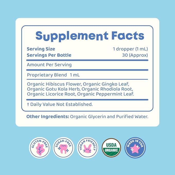 JoySpring Genius Drops Smartberry Vanilla | Herbal Focus Support for Kids with Ginkgo Biloba Licorice Root Gotu Kola Extract Peppermint Leaf | Liquid Formula|1fl oz (30 Servings) (Pack of 2)