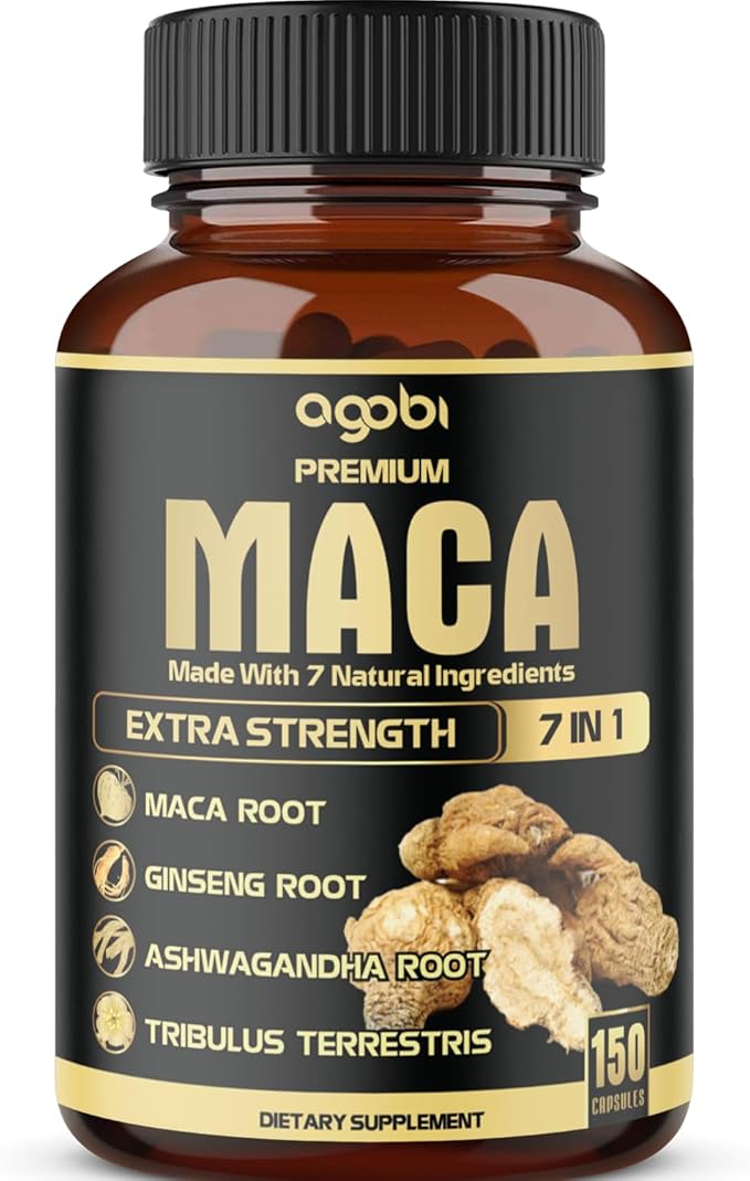 7in1 Premium Maca Root Capsules - with Ashwagandha Ginseng Tribulus Shilajit Shatavari &amp Black Pepper - Natural Energy Performance &amp Mood Support - 150 Counts for 5 Months
