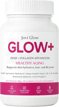 AIFBENK Jovi Glow+ NAD+ &amp Collagen Gummies with Hydrolyzed Collagen Peptides Resveratrol Hyaluronic Acid &amp Vitamin C Anti-Aging Supports Skin Hair &amp Nail Wellness Daily Vitality Gum