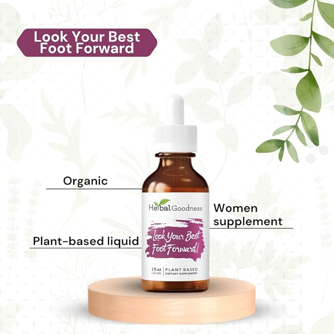 Herbal Goodness Look Your Best Foot Forward - 2oz Bottle - Plant-Based Beauty Liquid Extract for Skin Hair &amp Nails. Substitute Liquid Collagen for Women &amp Biotin Horsetail Supplements