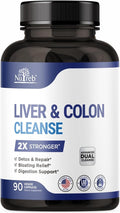 Liver Detox &amp Colon Cleanse - 2X Stronger - Liver Cleanse Detox &amp Repair - Colon Cleanser &amp Detox - Premium Milk Thistle Supplement - Men &amp Women - Vegan 90 Capsules
