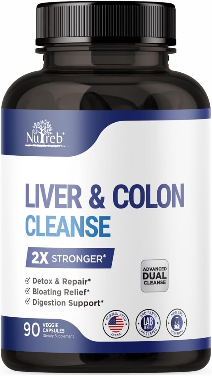 Liver Detox &amp Colon Cleanse - 2X Stronger - Liver Cleanse Detox &amp Repair - Colon Cleanser &amp Detox - Premium Milk Thistle Supplement - Men &amp Women - Vegan 90 Capsules