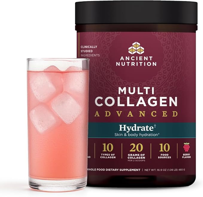 Ancient Nutrition Advanced Multi Collagen Protein Powder Hydrate Mixed Berry 30 Servings