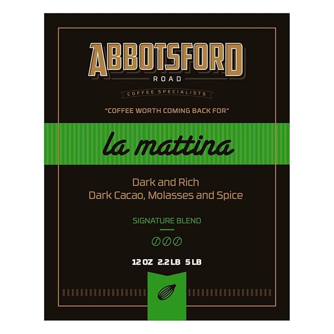 Abbotsford Road - Specialty Coffee Variety Pack Espresso Gourmet Roasted Coffee Beans Ideal for Cold Brew Drip Aeropress Pour Over or Percolator Includes Two 12oz Bags (Dolce | La Mattina Groun